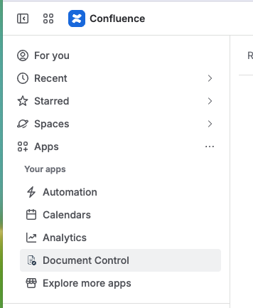 The same overview, opened from the Confluence apps menu.