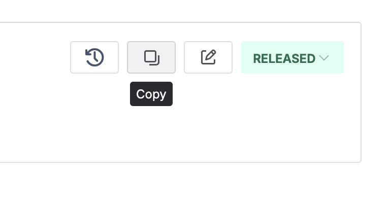 The copy icon in the document toolbar, with its tooltip showing.
