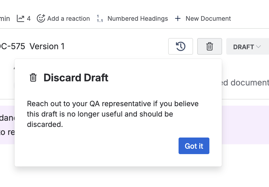 The prompt shown to anyone outside the QA group, pointing them at their QA representative.
