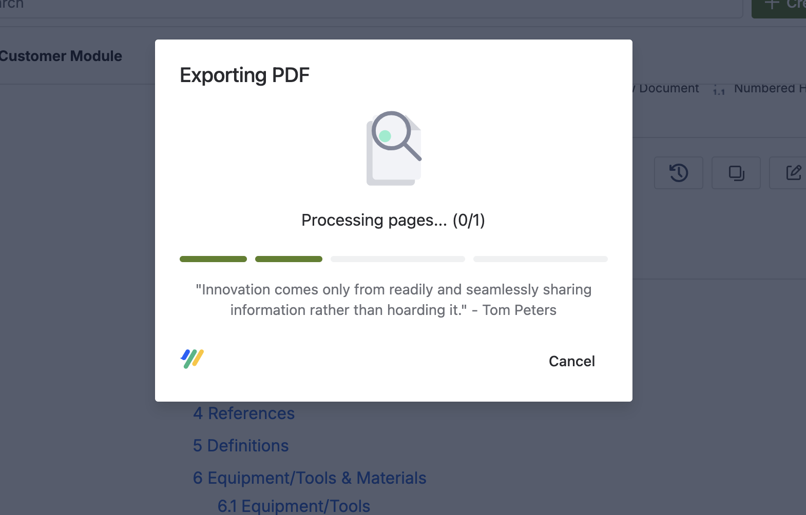 The finished export, offering to open or download the file.