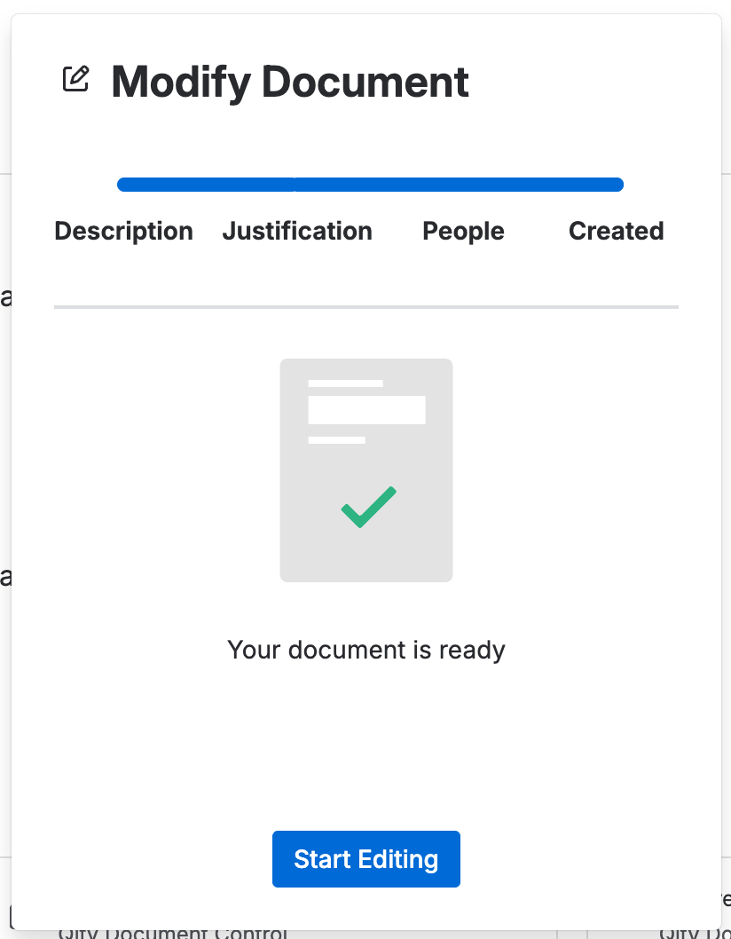 The final wizard step confirming the new version is ready to edit.