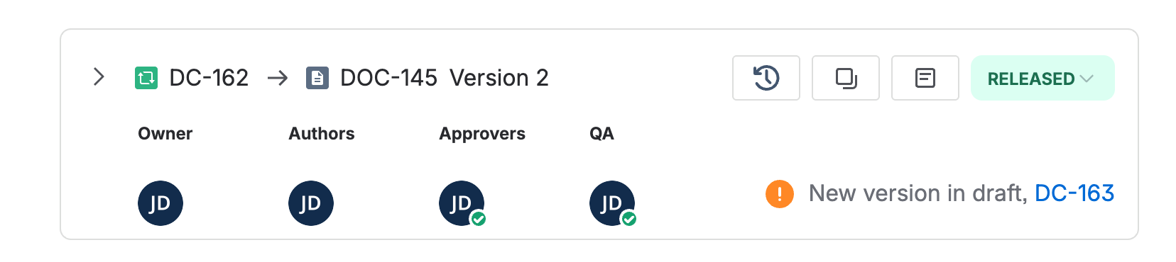 The older released version, carrying a link to the new version in draft.
