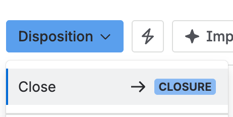 The status menu, moving the deviation from Disposition to Closure.