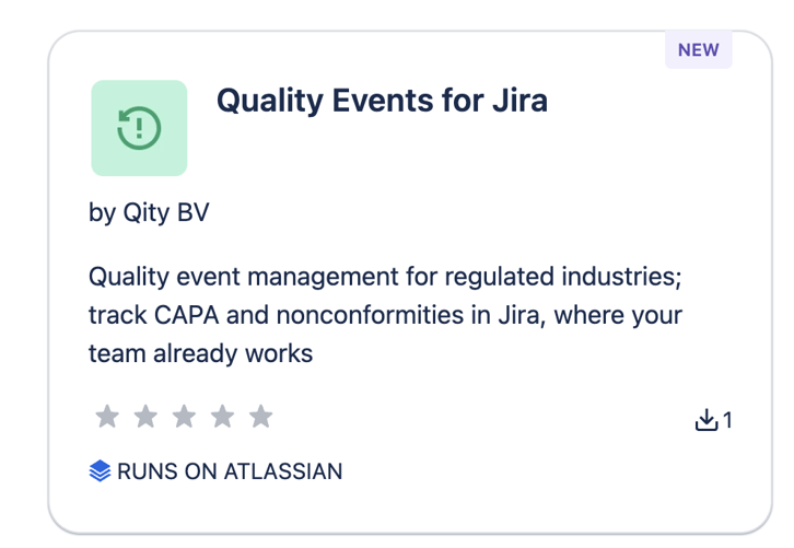 The Quality Events for Jira result card.