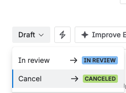 The status menu offering Cancel.