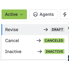 The status menu offering Revise, to move a requirement back to Draft.